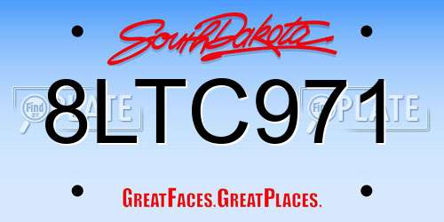 8LTC971 South Dakota License Plate