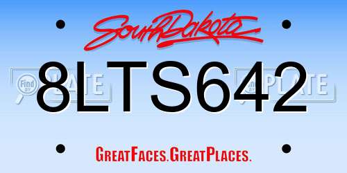8LTS642 South Dakota License Plate