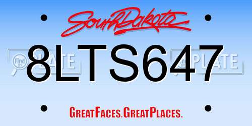 8LTS647 South Dakota License Plate