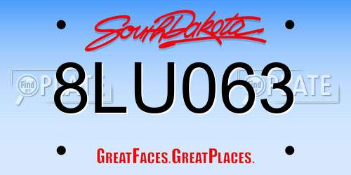 8LU063 South Dakota License Plate