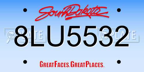 8LU5532 South Dakota License Plate