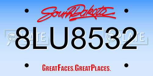 8LU8532 South Dakota License Plate