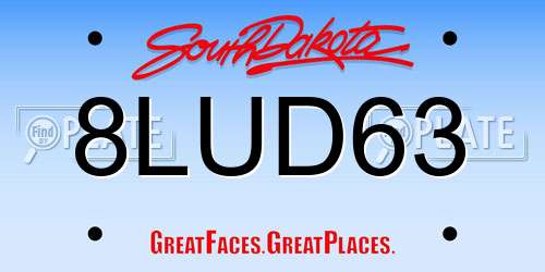 8LUD63 South Dakota License Plate