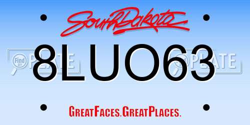 8LUO63 South Dakota License Plate
