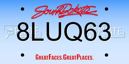 8LUQ63 South Dakota License Plate