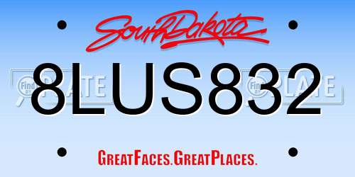 8LUS832 South Dakota License Plate