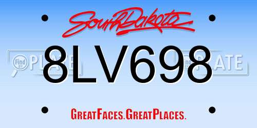 8LV698 South Dakota License Plate
