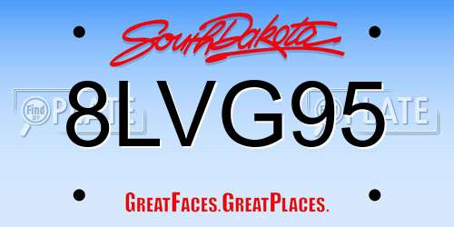 8LVG95 South Dakota License Plate