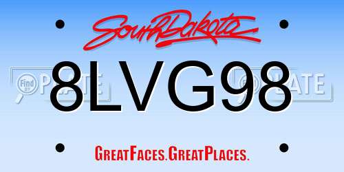 8LVG98 South Dakota License Plate