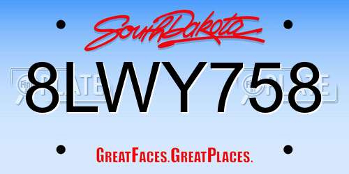 8LWY758 South Dakota License Plate
