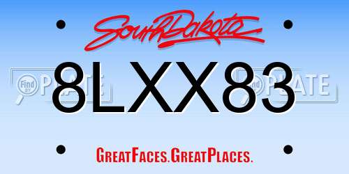 8LXX83 South Dakota License Plate