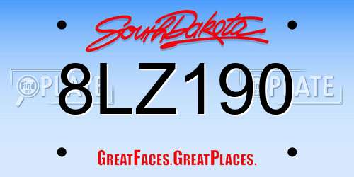 8LZ190 South Dakota License Plate