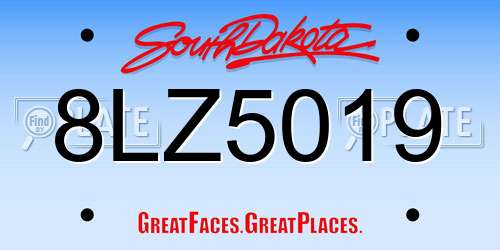 8LZ5019 South Dakota License Plate