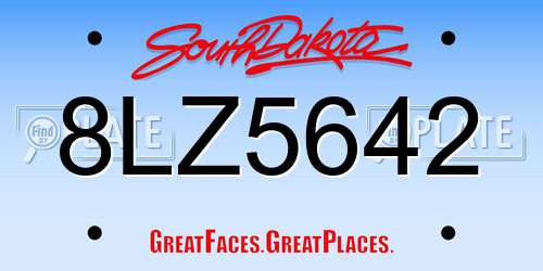 8LZ5642 South Dakota License Plate