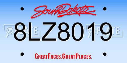 8LZ8019 South Dakota License Plate