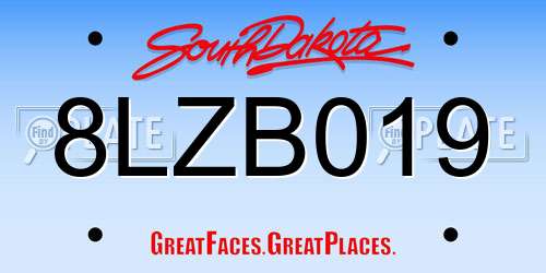 8LZB019 South Dakota License Plate