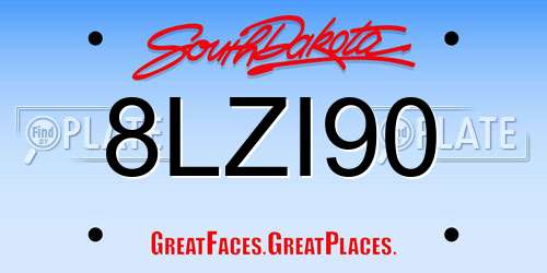 8LZI90 South Dakota License Plate