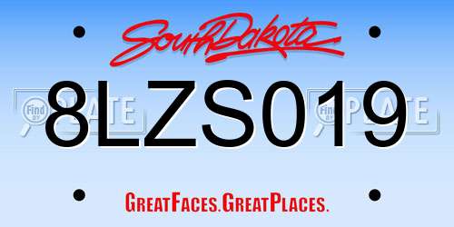 8LZS019 South Dakota License Plate