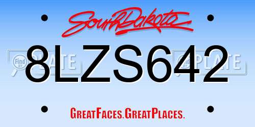 8LZS642 South Dakota License Plate