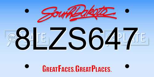 8LZS647 South Dakota License Plate