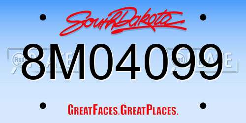 8M04099 South Dakota License Plate