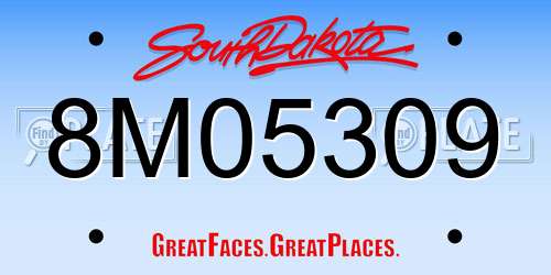 8M05309 South Dakota License Plate