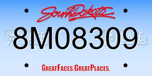 8M08309 South Dakota License Plate