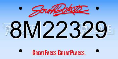 8M22329 South Dakota License Plate