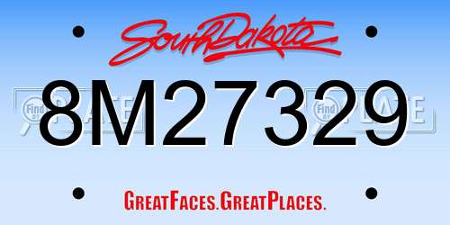 8M27329 South Dakota License Plate