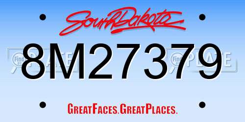8M27379 South Dakota License Plate