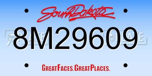 8M29609 South Dakota License Plate