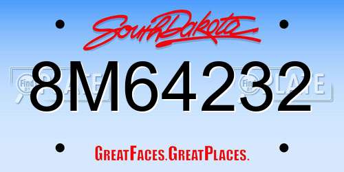 8M64232 South Dakota License Plate
