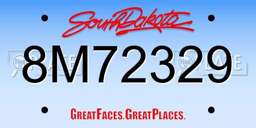 8M72329 South Dakota License Plate