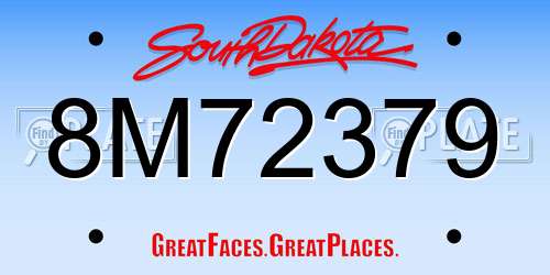 8M72379 South Dakota License Plate