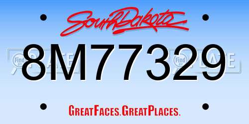 8M77329 South Dakota License Plate