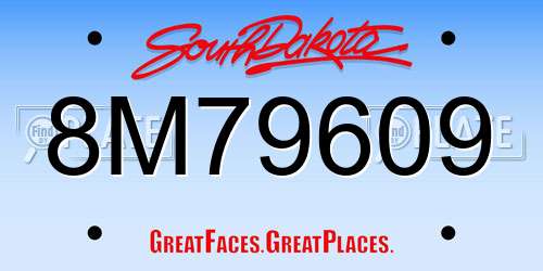 8M79609 South Dakota License Plate