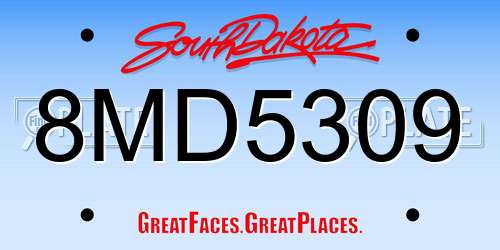 8MD5309 South Dakota License Plate