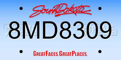 8MD8309 South Dakota License Plate