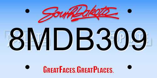 8MDB309 South Dakota License Plate