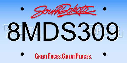 8MDS309 South Dakota License Plate