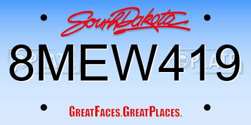 8MEW419 South Dakota License Plate