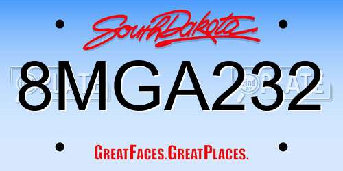 8MGA232 South Dakota License Plate