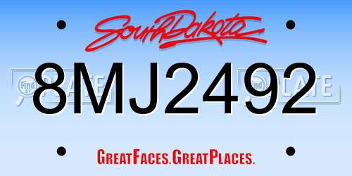 8MJ2492 South Dakota License Plate