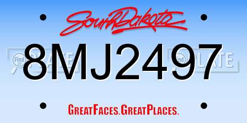 8MJ2497 South Dakota License Plate