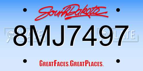 8MJ7497 South Dakota License Plate