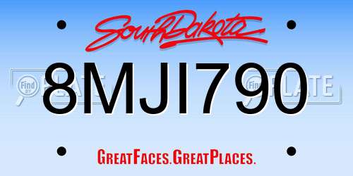 8MJI790 South Dakota License Plate