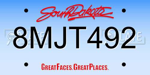 8MJT492 South Dakota License Plate