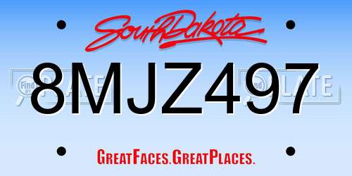 8MJZ497 South Dakota License Plate