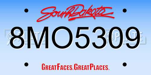 8MO5309 South Dakota License Plate