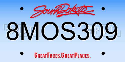 8MOS309 South Dakota License Plate